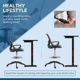 Vinsetto Draughtsman Chair Tall Office Chair with Adjustable Height and Footrest – Mesh Back, Grey