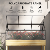 Outsunny Elevated Raised Garden Bed with Polycarbonate Grow House Cover & Flip-Up Windows – Year-Round Growing