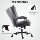 HOMCOM Linen Fabric Swivel Office Chair with Double Padding & Adjustable Tilt – Charcoal Grey