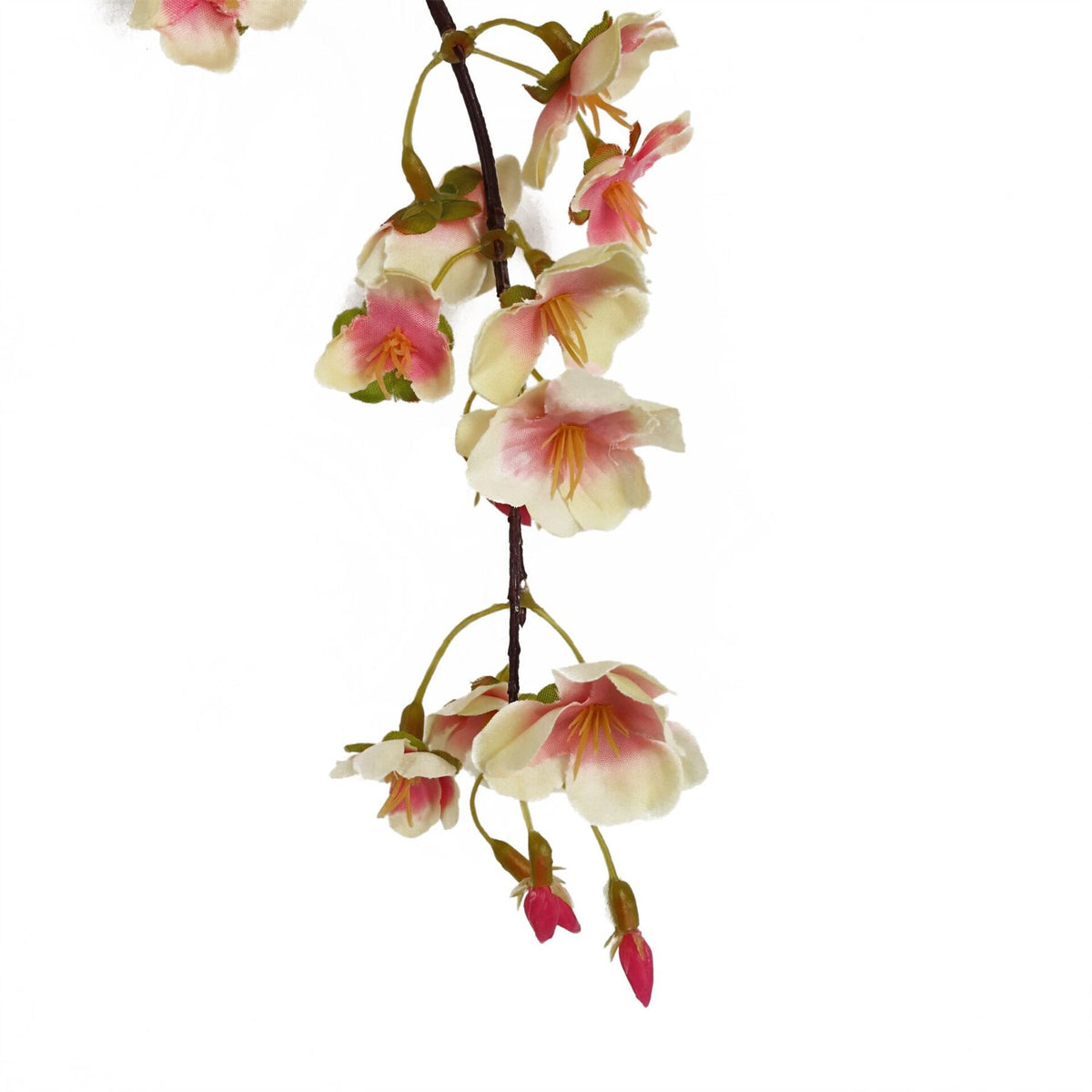 Leaf 110cm Artificial Trailing Cherry Blossom Spray with Silk Flowers – Natural Pink, Wired Stem