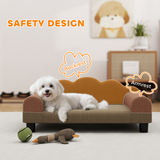 Dog Bed Pet Sofa with Backrest & Armrests, Soft Terry-Style Fabric – Cosy Raised Bed for Small Dogs up to 4kg, Brown