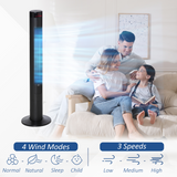 HOMCOM Oscillating Tower Fan with 3 Speeds & Remote Control – Slim Cooling, Black