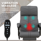 Vinsetto Heated Massage Office Chair with 4-Point Vibration, Footrest & Remote – Grey PU Leather