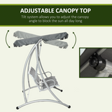 Outsunny 3 Person Steel Garden Swing Chair with Adjustable Canopy & Breathable Mesh Seat – Dark Grey