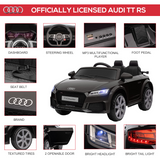 HOMCOM 12V Licensed Audi TT RS Electric Ride-On Car with Remote Control, Headlights & MP3 Player – Kids Car, Black
