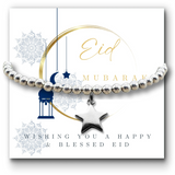 Aye Do Gifts Eid Mubarak Star Charm Stretch Bracelet on Moon Message Card – Gift for Mum, Sister or Friend