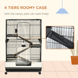 PawHut Three-Tier Small Animal Cage with Ramps & Wheels – Pet Play House for Rabbits, Ferrets & Chinchillas