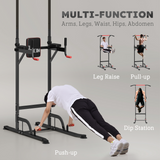 HOMCOM Power Tower Station with Pull Up Bar & Dip Station – 7 Height Levels, Home Gym Upper Body Workout