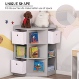 HOMCOM Kids Corner Storage Cabinet with 9 Compartments, Drawers & Anti-Tipping Hardware – Bedroom & Playroom