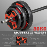 SPORTNOW 20kg Adjustable Barbell Weights Set with PU-Coated Plates & Non-Slip Grip – Home Gym Strength Training