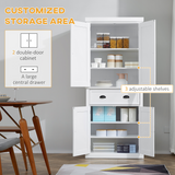 HOMCOM Colonial Freestanding Kitchen Pantry Cabinet with Adjustable Shelves – White