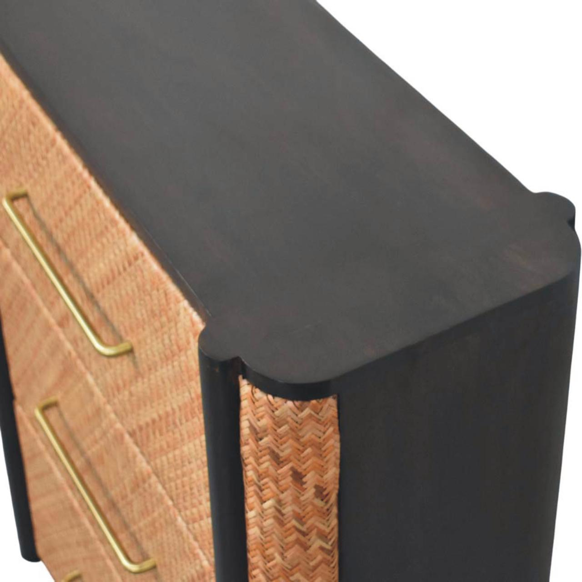 Artisan Furniture Havana Weave Solid Mango Wood 3 Drawer Chest with Rattan Fronts – Bedroom Storage, Brown