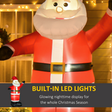 HOMCOM 8ft Inflatable Christmas Santa Claus Waving, LED Lit – Air Blown Indoor Outdoor Yard Decoration
