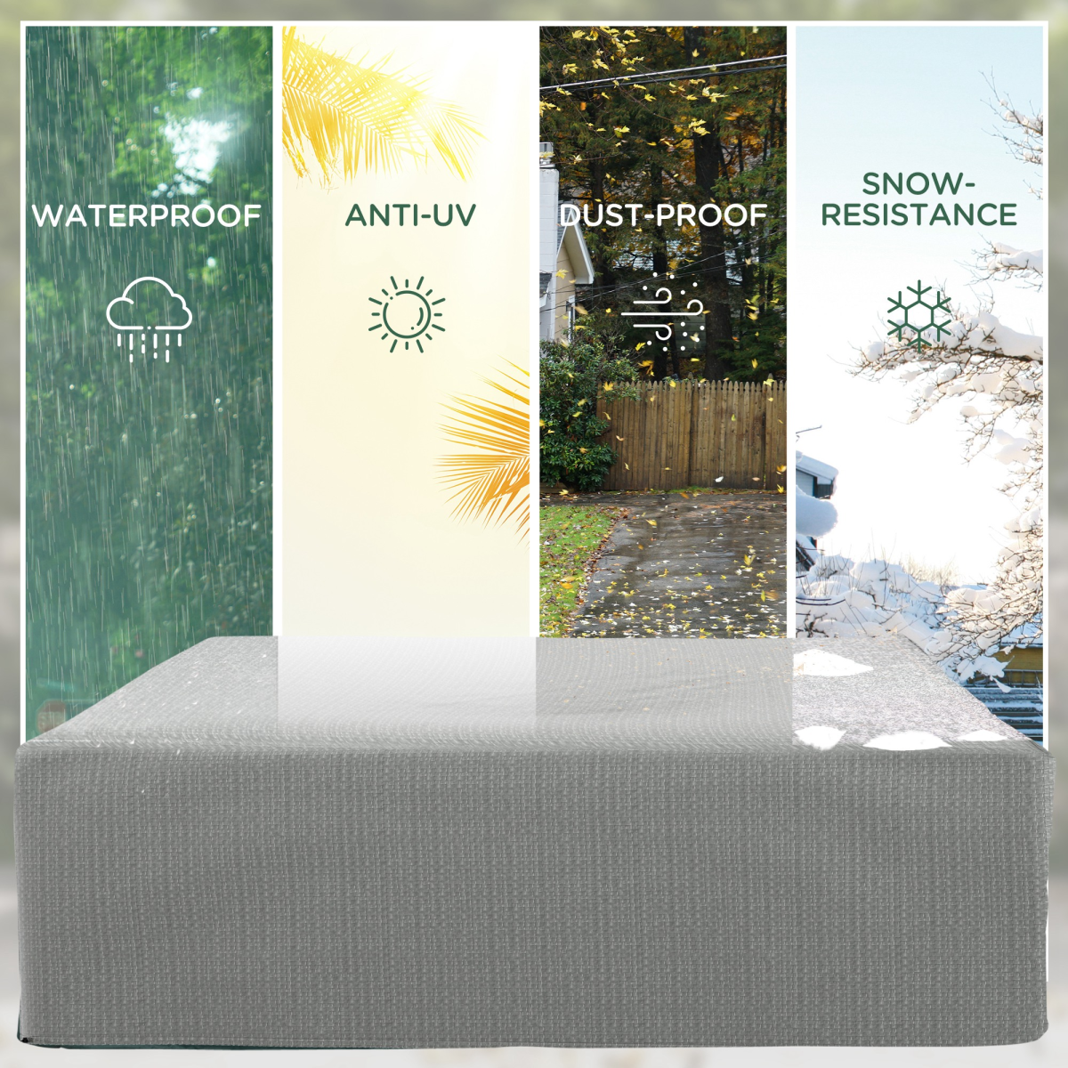 Outsunny Large Patio Furniture Cover, 235 x 190 x 90cm Heavy-Duty Polyethylene – Weatherproof Protection, Grey