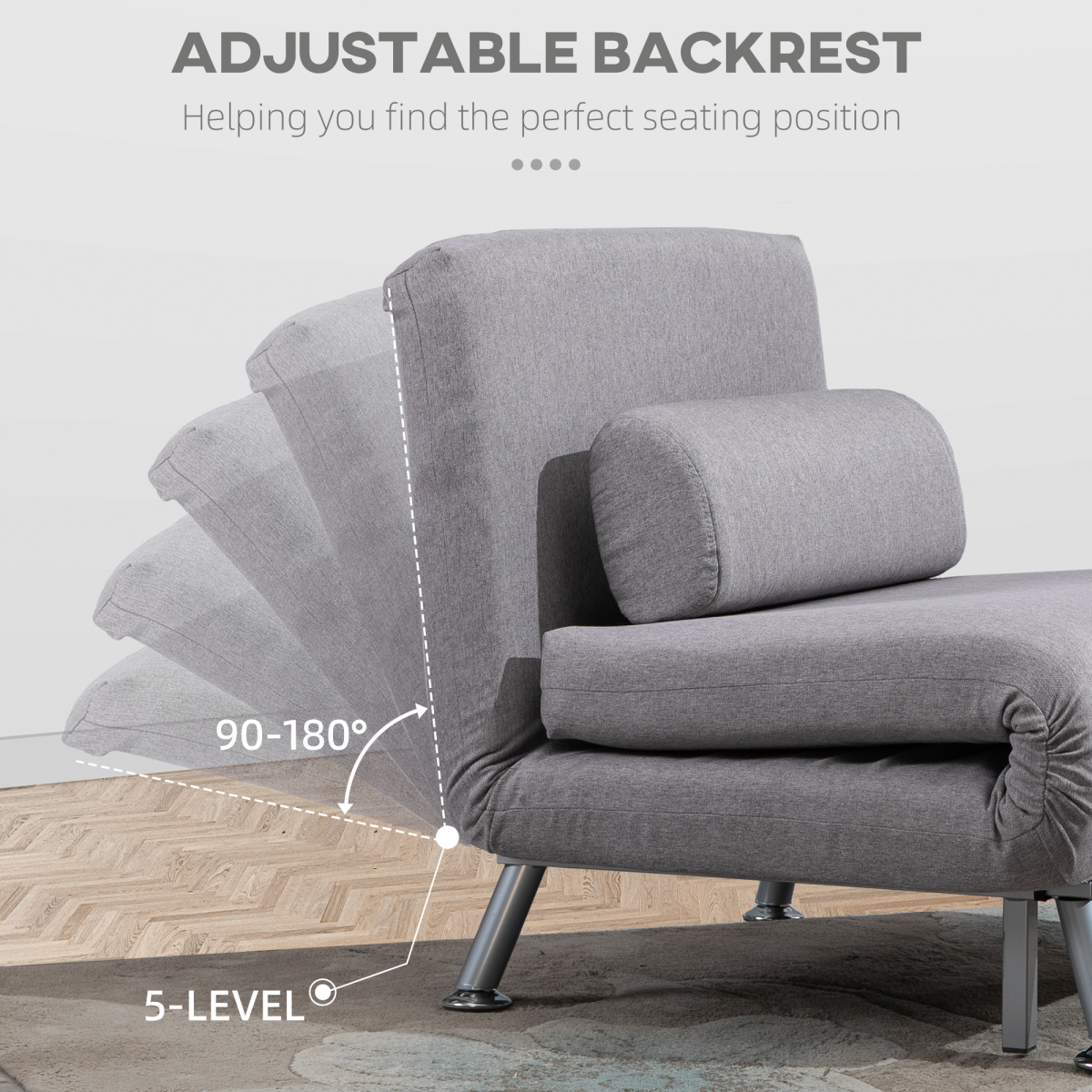 Close-up of HOMCOM chair bed suede-feel fabric