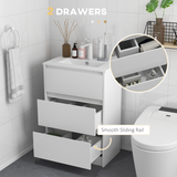 kleankin 600mm Bathroom Vanity Unit with Basin & 2 Drawers – Compact Cloakroom Storage, Gloss White