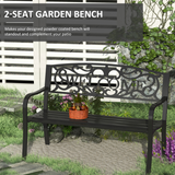 Outsunny 2-Seater Steel Glider Bench with Breathable Mesh Seat – Garden & Patio Seating, 126 x 60 x 85 cm, Black