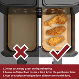 Vinsani 100-Piece Silicone-Coated Air Fryer Paper Liners – Non-Stick Greaseproof Disposable Liners, 21.8 x 14cm