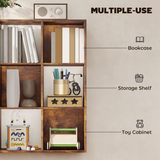 9-Cube Bookcase Storage Cabinet – Cube Shelving Unit for Living Room and Office, 91.5 x 91.5cm, Rustic Brown