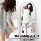 HOMCOM Full Length Curved Floor Mirror 150 x 50cm with Shatter-Proof Film – Wall Mount or Freestanding, Black