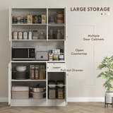 HOMCOM Freestanding Kitchen Cupboard with Doors, Drawer & Open Shelf – Storage Cabinet, Cream White