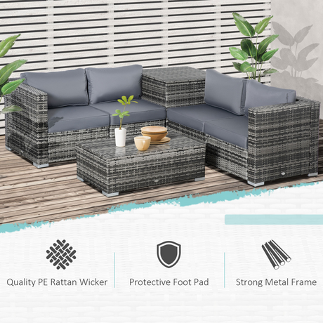 Close-up of the rattan weave on the Outsunny corner sofa set