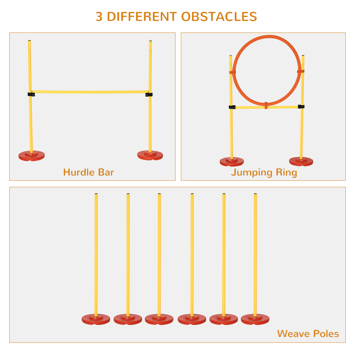 PAWHUT Portable Dog Agility Set with High Jump, Jumping Ring and Weave Poles – Pet Obstacle Course