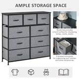 HOMCOM 9 Drawer Storage Chest with Foldable Fabric Bins – Lightweight Organiser for Bedrooms & Playrooms