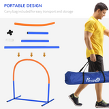 PawHut Dog Agility Training Set with 4 Bows, Ground Nails and Carry Bag – Blue and Orange