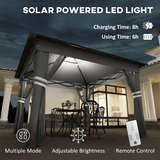 Outsunny 3x3m Pop Up Gazebo with Solar LED Lights, Remote & Mesh Curtains – Garden Shelter, Grey