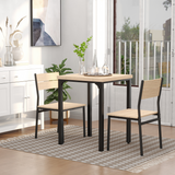 Compact 3-Piece Dining Set with Table & 2 Chairs – Wood-Effect Tops, Metal Legs, Small Spaces