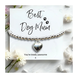 Aye Do Gifts Small Best Dog Mum Gift Hamper with Beaded Bracelet, Vanilla Candle & Milk Chocolate Hearts
