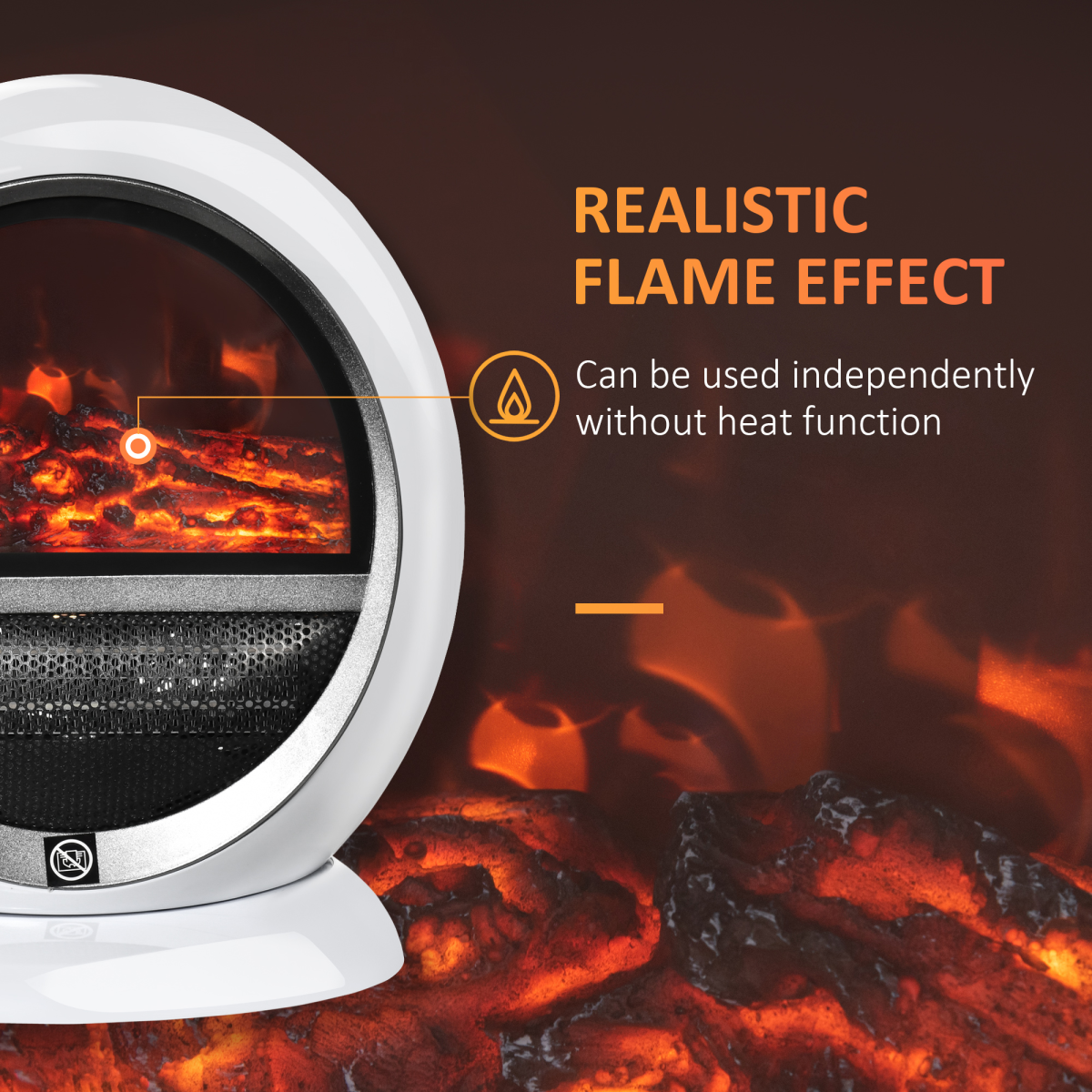 HOMCOM Freestanding Electric Fireplace, 1500W with Rotatable Head, Flame Effect & Overheat Protection