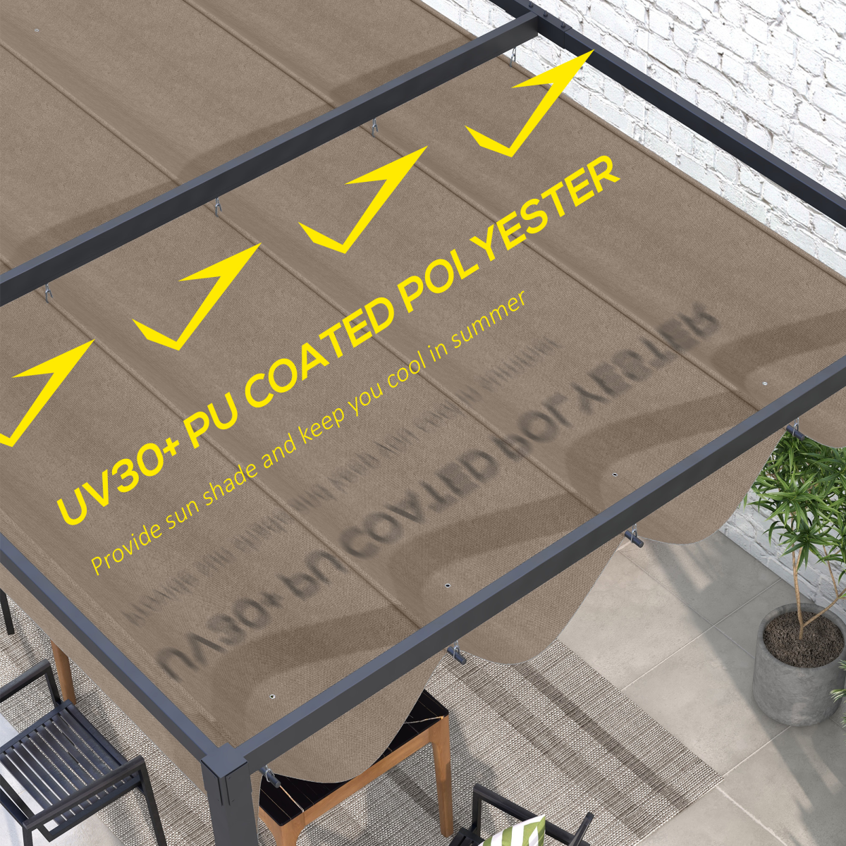 Outsunny Pergola Sun Shade Cover Replacement for 3 x 2.15m Pergola (84C-175) – UV30+ PU-Coated, Coffee