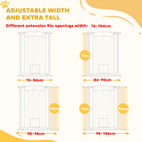 PawHut Stair Gate with Cat Door, Adjustable 76–104cm Width, 106cm Tall – Pet Safety Gate