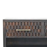 Artisan Furniture Cadiz Carved Solid Mango Wood Shoe Storage Bench – 2 Drawers & 1 Shelf, Dark Brown