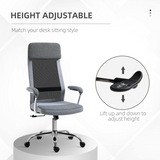 Vinsetto High Back Mesh Swivel Task Chair with Arms & Padded Seat – Nordic Style Home Office Seating, Grey