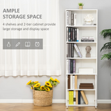 White 2-Door Bookcase Storage Cabinet with Open Shelves – Display Unit for Books and Ornaments