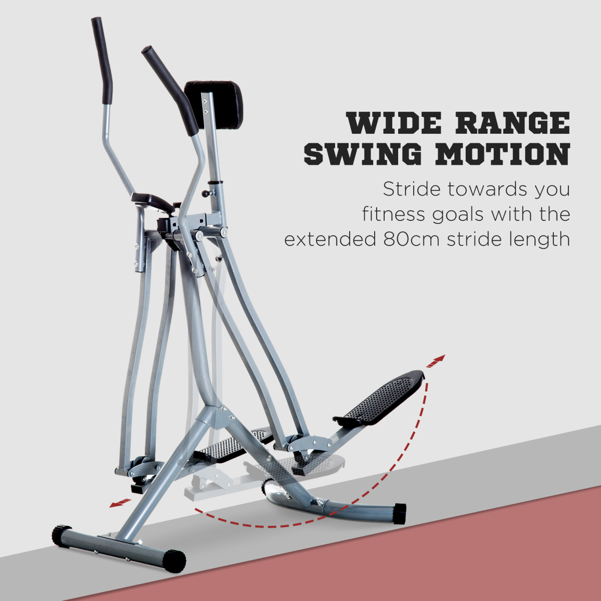 HOMCOM Air Walker Glider Cross Trainer with LCD Monitor & 80cm Stride – Low-Impact Home Gym Fitness Machine