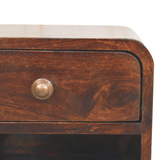 Artisan Furniture Mini Curved Wall Mounted Bedside Table, 1 Drawer – Solid Mango Wood, Dark Brown