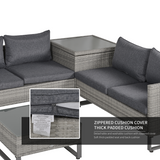 Outsunny Rattan Conservatory Sofa Set in patio setting