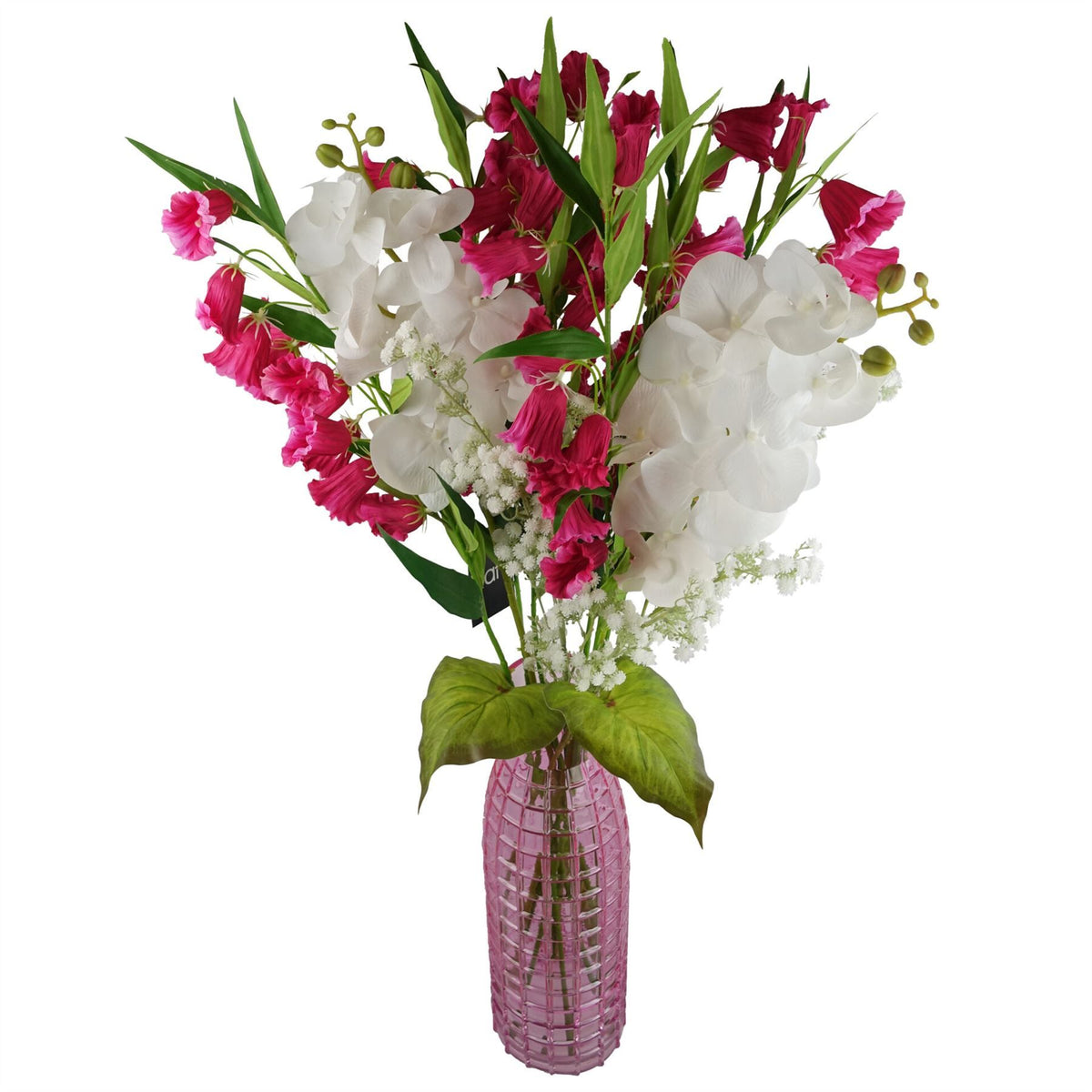 Artificial White Phalaenopsis Orchid Stems, Pack of 6 – 100cm Wired Faux Flowers, 7 Blooms Each