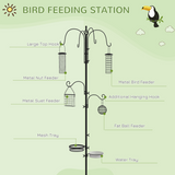 PawHut Bird Feeding Station Kit with 6 Hooks and 4 Hanging Feeders – Garden Wild Bird Feeder Pole