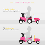 HOMCOM Kids Sliding Ride-On Car with Horn and Under-Seat Storage – No Power, Indoor & Outdoor, Ages 12-36 Months, Pink