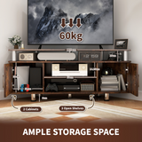HOMCOM TV Unit Cabinet with 2 Cupboards and Open Shelves – Media Storage for Living Room or Bedroom, Rustic Brown