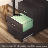 Vinsetto 2-Drawer Locking Mobile Filing Cabinet on 5 Wheels – Under-Desk Home Office Storage, Brown