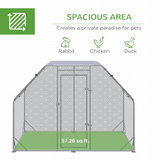 PawHut Walk-In Chicken Run with Roof Cover, Galvanised Steel Coop for 4-6 Chickens – 2.8m Hen House