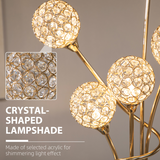 HOMCOM K9 Crystal 5-Light Upright Floor Lamp with Bead-Filled Shades – Glamorous Statement Lighting, Gold