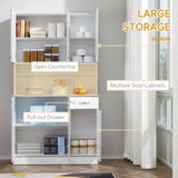 HOMCOM Freestanding Kitchen Cupboard with Doors, Drawer & Open Shelf – Pantry Storage for Kitchens