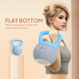 Soft Kettlebell with Wide Non-Slip Handle & Flat Base – 8kg Home Gym Weight, Light Blue and Grey
